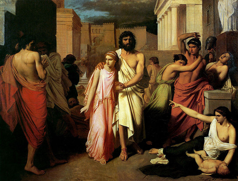 Charles Jalabert, Antígona conduz Édipo para fora de Tebas, 1842. Óleo sobre tela. Museu de Belas Artes de Marselha.