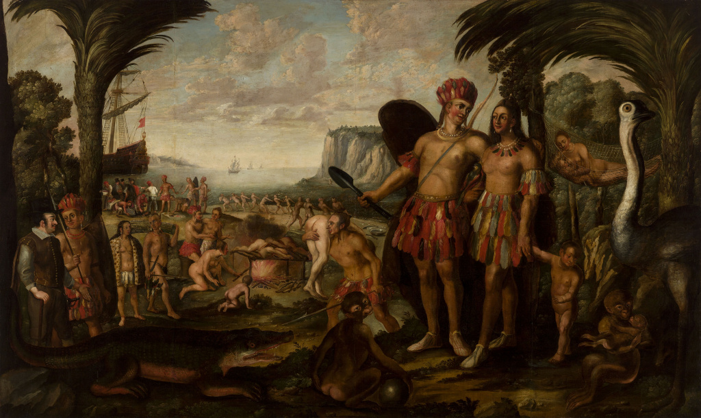 Stephen Kessler (pint.), Charles Le Brun (des.), América, c. séc. XVII. Óleo sobre tela, 153,2 x 250,7 cm, Pinacoteca do Estado de São Paulo.